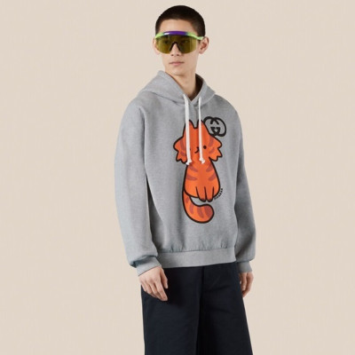 구찌 남/녀 트렌디 그레이 후드티 -  Gucci Unisex Gray Hoodie - gu930x