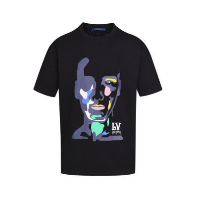 루이비통 남성 크루넥 블랙 반팔티 - Louis vuitton Mens Black Short sleeved Tshirts - lv1741x