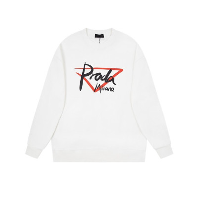 프라다 남자 크루넥 화이트 맨투맨 - Prada Mens White Tshirts - pr694x