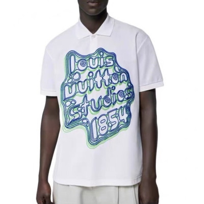 루이비통 남성 화이트 폴로 반팔티 - Louis vuitton Mens White Short sleeved Tshirts - lv1855x