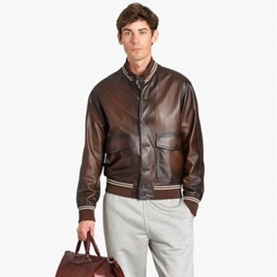 벨루티 남성 브라운 가죽 자켓 - Berluti Mens Brown Leather Jackets - ber197x