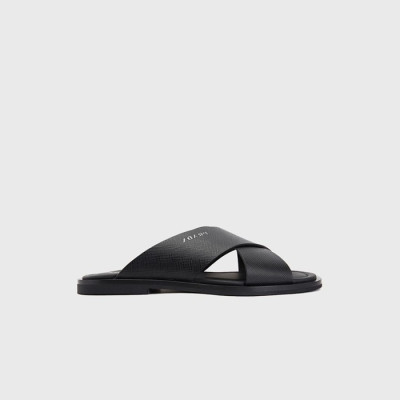 프라다 남성 크로스 스트랩 슬리퍼 【매장-140만원대】 - Prada Mens Black Slippers - pr734x