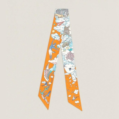 에르메스 여성 Sur Mon Nuage 트윌리 오렌지 【매장-60만원대】 - Hermes Womens Orange Scarf - acc349x