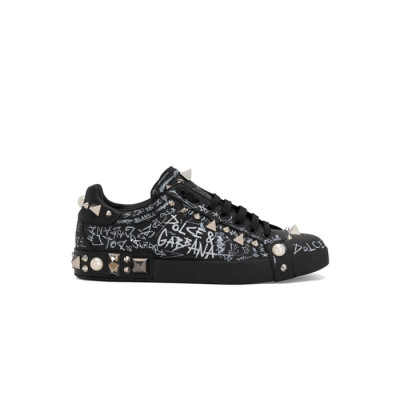 돌체앤가바나 남성 스터드 장식 카프스킨 나파 스니커즈 【매장-180만원대】 - Dolc&Gabbana Mens Black Sneakers - dol499x