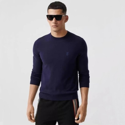 버버리 남성 네이비 크루넥 스웨터 - Burberry Mens Navy Sweaters - bu336x