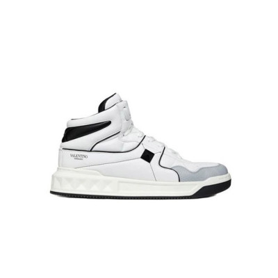 발렌티노 남/녀 원스터드 미드탑 화이트/블랙 스니커즈 【매장-160만원대】 - Valentino Unisex Black Sneakers - va324x