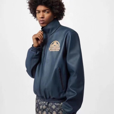 루이비통 남성 블루 가죽자켓 - Louis vuitton Mens Blue Jackets - lv1970x