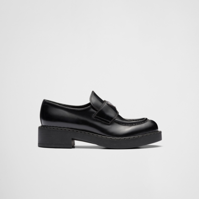 프라다 여성 브러시드 레더 삼각로고 로퍼 1D246M【매장-160만원대】 - Prada Womens Black Loafer - pr765x