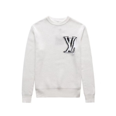 루이비통 남성 화이트 크루넥 니트 - Louis vuitton Mens White Knits- lv1980x