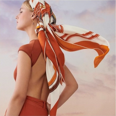 에르메스 여성 오렌지 스카프 - Hermes Womens Orange Scarf - he451x