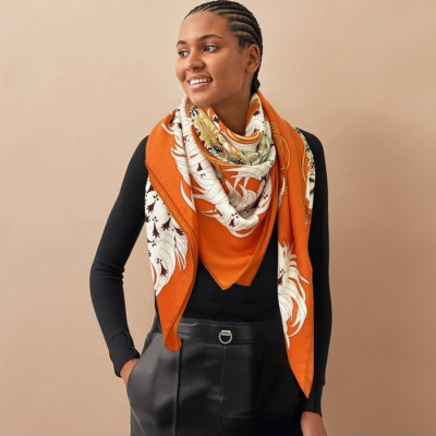 에르메스 여성 오렌지 스카프 - Hermes Womens Orange Scarf - he452x