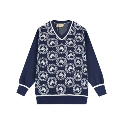 구찌 남성 캐쥬얼 브이넥 네이비 니트 - Gucci Mens Navy Knits - gu1109x