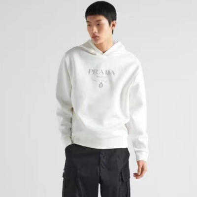 프라다 남성 캐쥬얼 화이트 후드티 - Prada Mens White Hoodie - pr815x