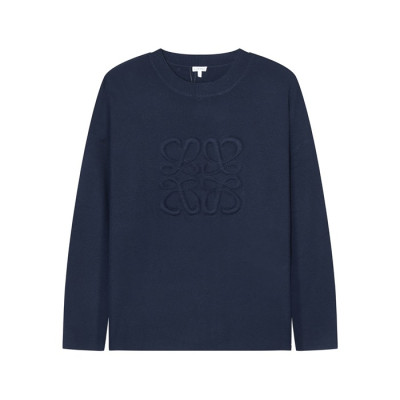 로에베 남성 네이비 크루넥 스웨터 - Loewe Mens Navy Sweaters - loe813x