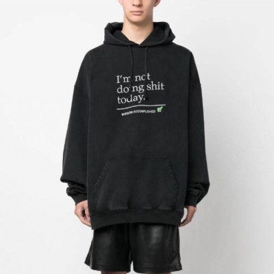 베트멍 남성 그레이 후드티 - Vetements Mens Gray Hoodie - ve372x