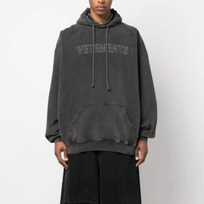 베트멍 남성 그레이 후드티 - Vetements Mens Gray Hoodie - ve374x