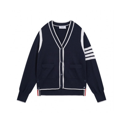 톰브라운 남성 브이넥 네이비 가디건 - Thom Browne Unisex Navy Cardigan - th135x