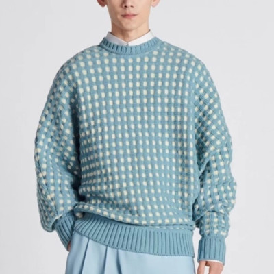 디올 남성 블루 크루넥 니트 - Dior Mens Blue Knitwear - di859x