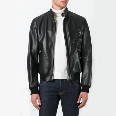 톰포드 남성 블랙 가죽 자켓 - Tom Ford Mens Black Jackets - tof66x