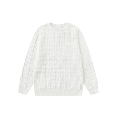 펜디 남성 화이트 크루넥 스웨터 - Fendi Mens White Sweaters - fec01x