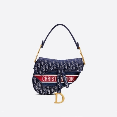 디올 여성 오블리크 새들백 - Dior Womens Navy Saddle Bag - dib831x