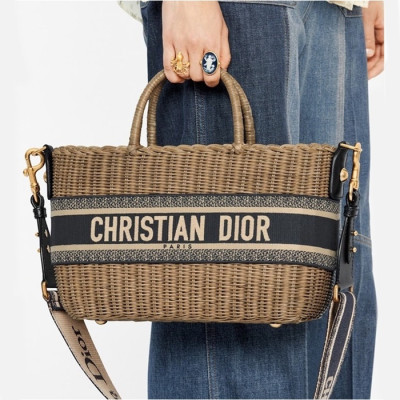 디올 여성 네이비 라탄 백 - Dior Womens Navy Bucket Bag - dib857x