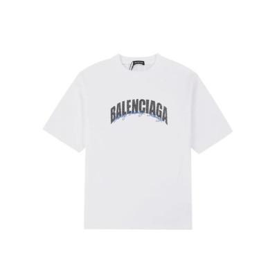 발렌시아가 남성 화이트 크루넥 반팔티 - Balenciaga Mens White Tshirts - bac187x