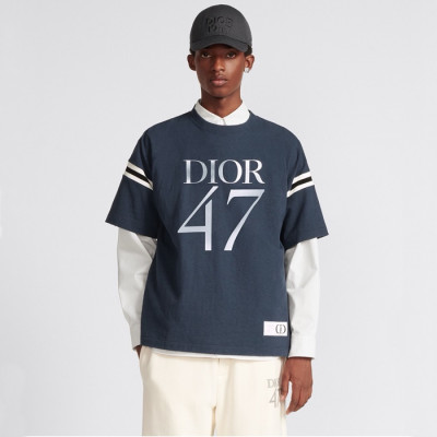 디올 남성 네이비 반팔티 - Dior Mens Navy Tshirts - dic279x