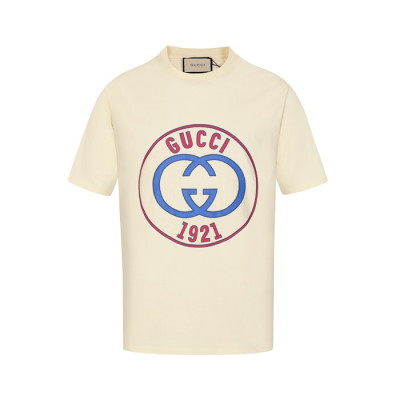 구찌 남성 아이보리 반팔티 - Gucci Mens Ivory Tshirts - guc316x