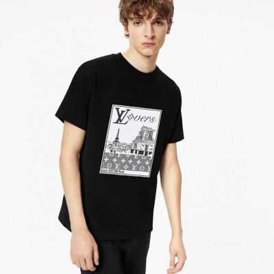 루이비통 남성 블랙 반팔티 - Louis vuitton Mens Black Tshirts - lvc324x