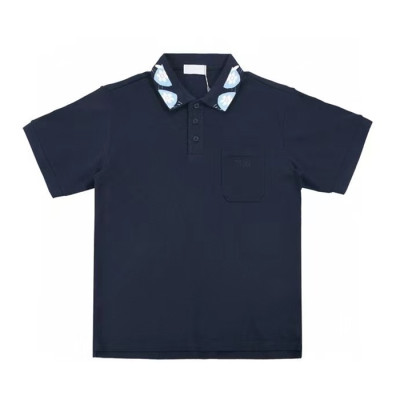 디올 남성 네이비 폴로 반팔티 - Dior Mens Navy Tshirts - dic289x