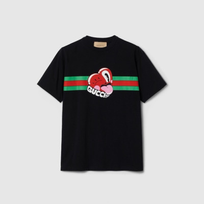 구찌 남/녀 블랙 반팔티 - Gucci Unisex Black Tshirts - guc342x