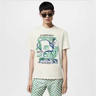 루이비통 남성 크루넥 티셔츠 - Louis vuitton Mens Ivory Tshirts - lvc332X