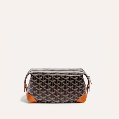 고야드 남/녀 블랙 탄 볼링 25 클러치 - Goyard Unisex Bowling 25 Toiletry Bag - gob1332x