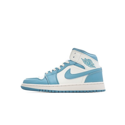 나이키 남/녀 블루 하이탑 스니커즈 - Nike Jordan 1 Mid Unisex Sneakers - nis297x