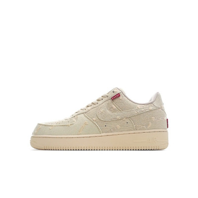 나이키 남/녀 베이지 스니커즈 - Nike Air Force 1 Unisex Sneakers - nis445x