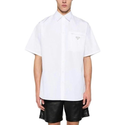 프라다 남성 화이트 반팔 셔츠 - Prada Mens White Shirts - prc372x