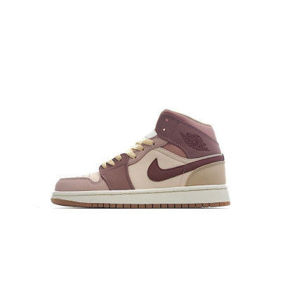 나이키 남/녀 버건디 하이탑 스니커즈 - Nike Air Jordan 1 Mid Unisex Sneakers - nis510x