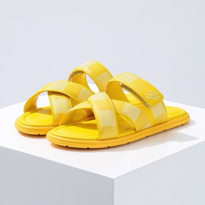 루이비통 남성 옐로우 슬리퍼 - Louis vuitton Mens Yellow Slippers - lvs594x