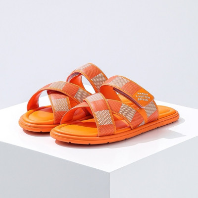 루이비통 남성 오렌지 슬리퍼 - Louis vuitton Mens Orange Slippers - lvs595x