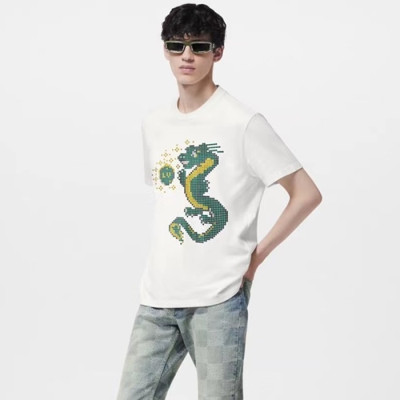 루이비통 남성 화이트 반팔 티셔츠 - Louis vuitton Mens White Tshirts - lvc379x