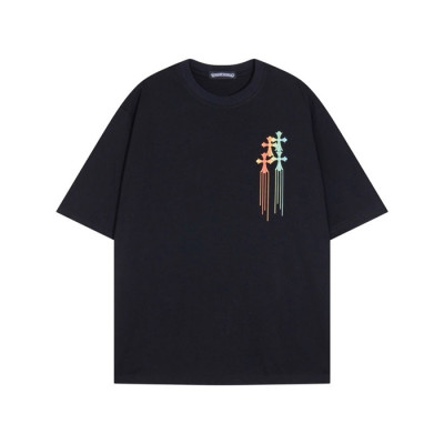 크롬하츠 남성 블랙 반팔티 - Chrom Hearts Mens Black Tshirts - chc653x