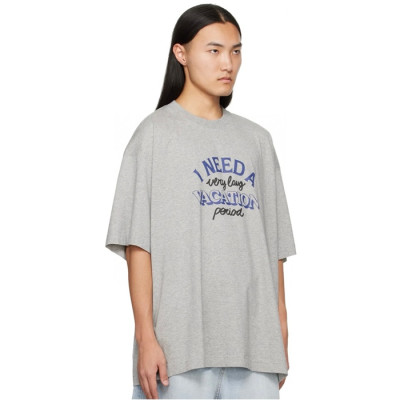 베트멍 남/녀 그레이 반팔 티셔츠 - Vetements Unisex Gray Tshirts - vec723x