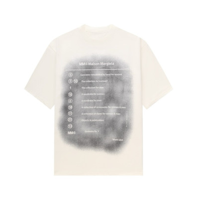 메종 마르지엘라 남/녀 아이보리 반팔 티셔츠 - Maison Margiela Unisex Ivory Tshirts - mac764x