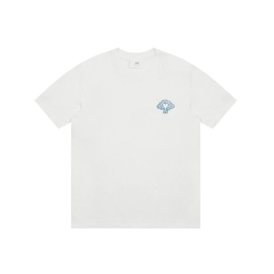 아미 남성 화이트 반팔티 - Ami Mens White Tshirts - amc802x