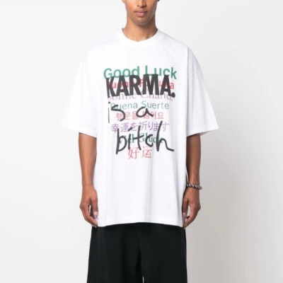 베트멍 남/녀 화이트 반팔 티셔츠 - Vetements Unisex Over Size Tshirts - vec828x