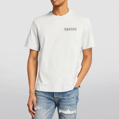 아미리 남성 화이트 반팔 티셔츠 - Amiri Mens White Tshirts - amc843x