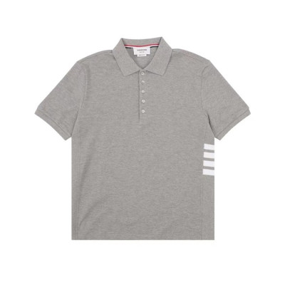 톰브라운 남성 그레이 폴로 반팔티 - Thom Browne Mens Gray Tshirts - thc66x