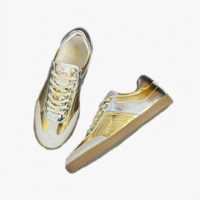 펜디 남/녀 골드 스니커즈 - Fendi Unisex Gold Sneakers - fes783x