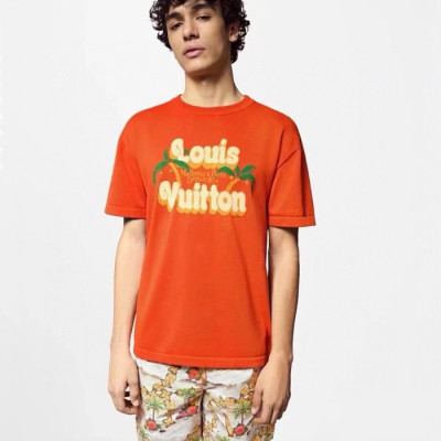 루이비통 남성 오렌지 반팔 티셔츠 - Louis vuitton Mens Orange Tshirts - lvc959x